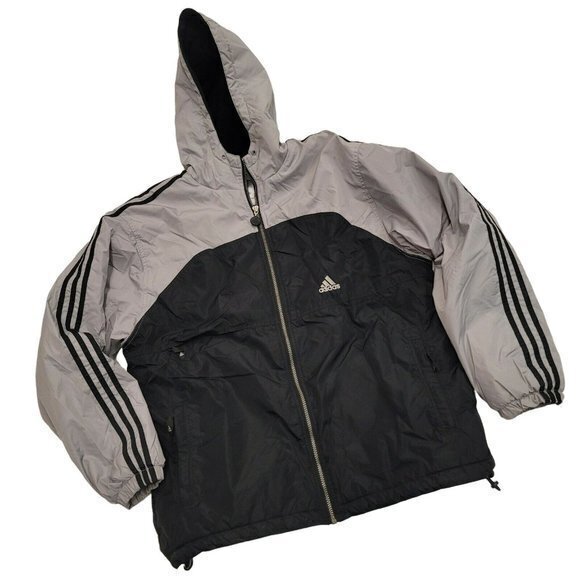 Adidas Mens Medium Grey | Black 1999 VTG Jacket Spellout 3 stripes - Picture 2 of 8